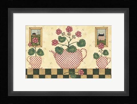 Framed Pink Flower Pots Print