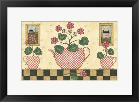 Framed Pink Flower Pots Print