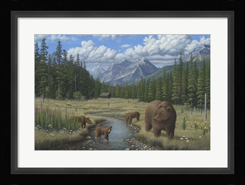 Framed Checking Things  Out - Grizzlies Print