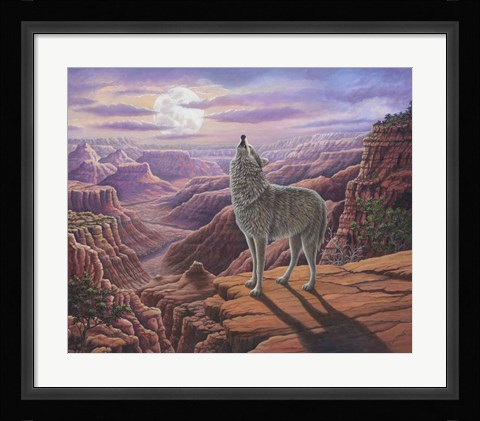 Framed Howling Wolf Print