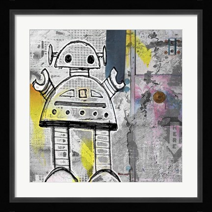 Framed Girly Grunge Robot Print