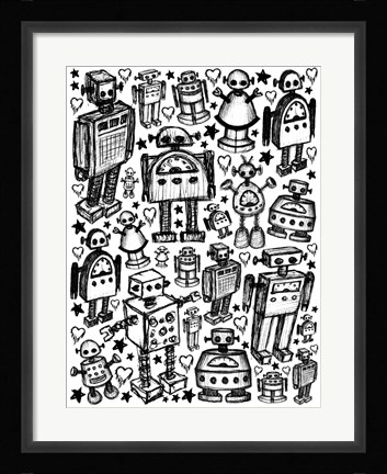 Framed Robot Crowd Print