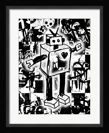 Framed Robot Graffiti Print