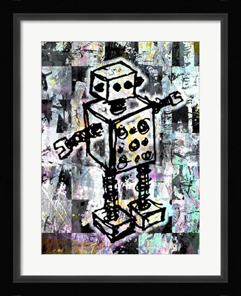 Framed Sketched Robot Color Print