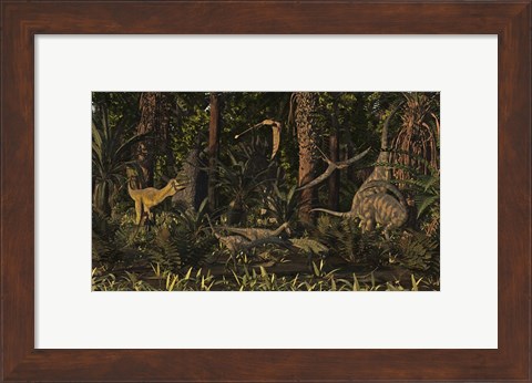 Framed Dinosaurs Of The Kayenta Formation Of Arizona About 193 Million Years Ago Print