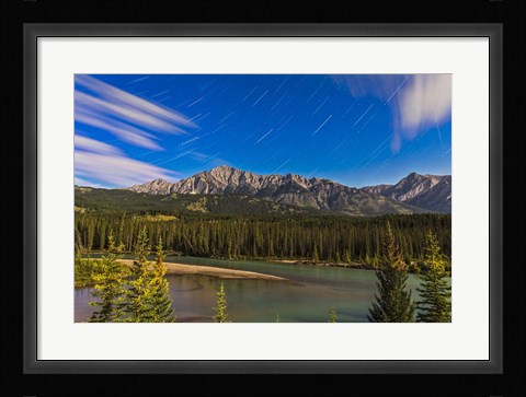 Framed Star trails above the Front Ranges in Banff National Park, Alberta, Canada Print