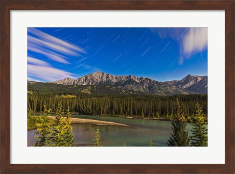 Framed Star trails above the Front Ranges in Banff National Park, Alberta, Canada Print