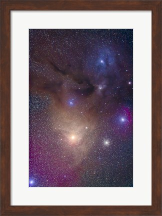 Framed colorful region around Antares in Scorpius and blue Rho Ophiuchi in Ophiuchus Print