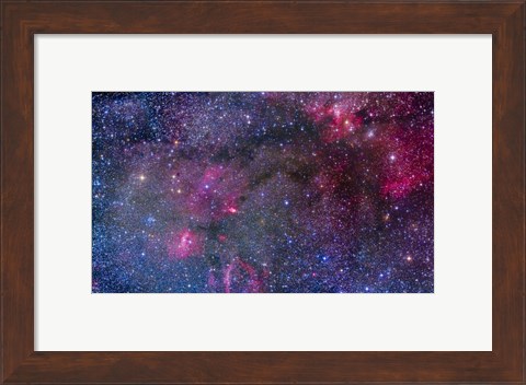 Framed Bubble Nebula and Cave Nebula mosaic Print