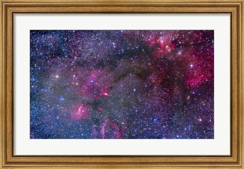 Framed Bubble Nebula and Cave Nebula mosaic Print