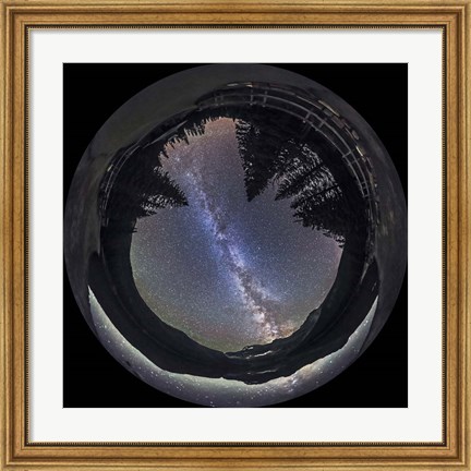 Framed Milky Way at Cameron Lake, Alberta, Canada Print