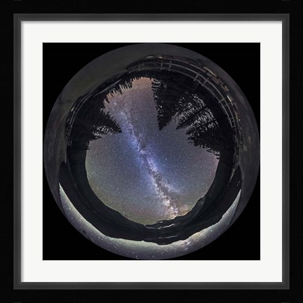 Framed Milky Way at Cameron Lake, Alberta, Canada Print