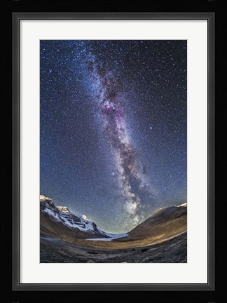 Framed Milky Way over the Columbia Icefields in Jasper National Park, Canada Print
