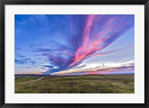 Framed Colorful sunset at the Reesor Ranch on the Alberta-Saskatchewan border Print