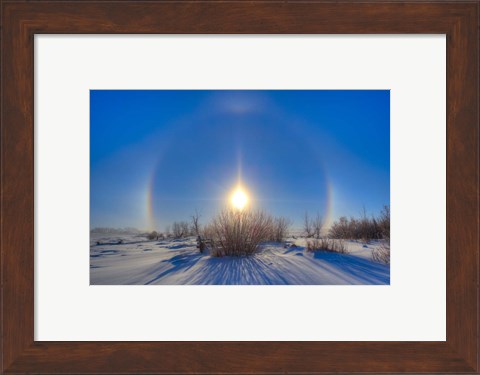 Framed High dynamic range photo of sundogs and a solar halo around the Sun Print