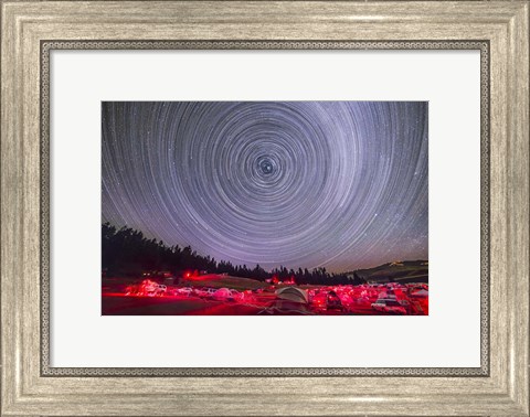 Framed Circumpolar star trails above the Table Mountain Star Party Print