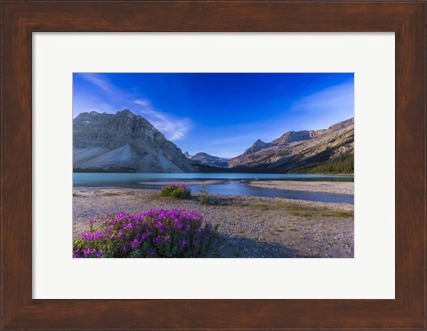 Framed Twilight on Bow Lake, Banff National Park, Canada Print
