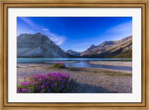 Framed Twilight on Bow Lake, Banff National Park, Canada Print
