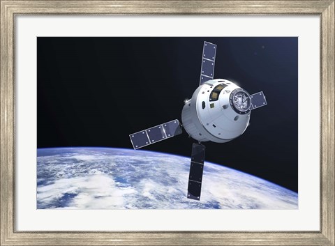 Framed Orion Module in orbit above Earth Print