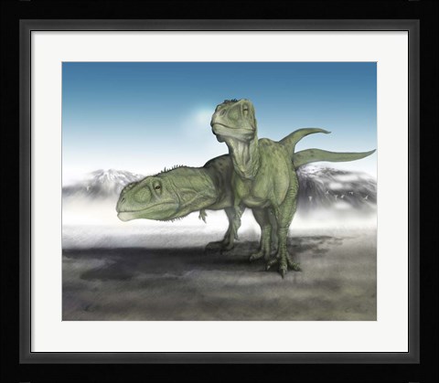 Framed Pair of Giganotosaurus Print