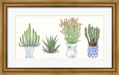 Framed Four Succulents I Print