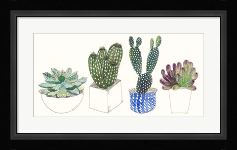 Framed Four Succulents II Print