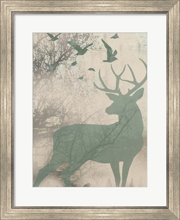 Framed Deer Solace I Print