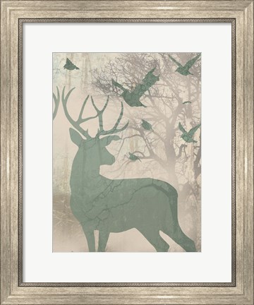Framed Deer Solace II Print