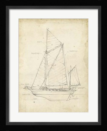 Framed Sailboat Blueprint V Print