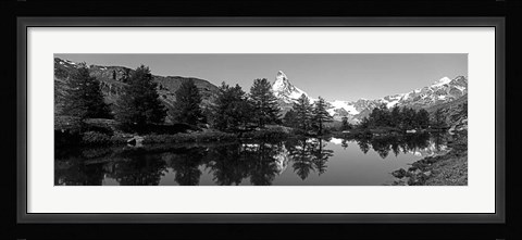 Framed Matterhorn reflecting into Grindjisee Lake, Zermatt, Valais Canton, Switzerland Print