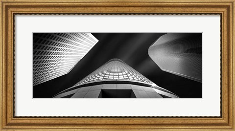 Framed Low angle view of skyscrapers, City Of Los Angeles, California Print