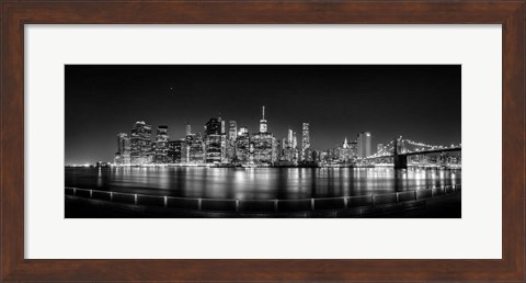Framed Illuminated  Manhattan Skyline, New York City Print