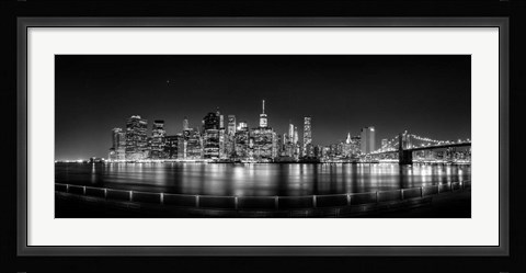 Framed Illuminated  Manhattan Skyline, New York City Print