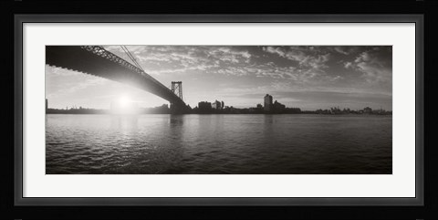 Framed Suspension Bridge at sunrise, Williamsburg Bridge, East River, Manhattan, NY Print