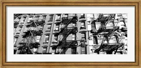 Framed Low angle view of fire escapes on buildings, Little Italy, Manhattan, NY Print