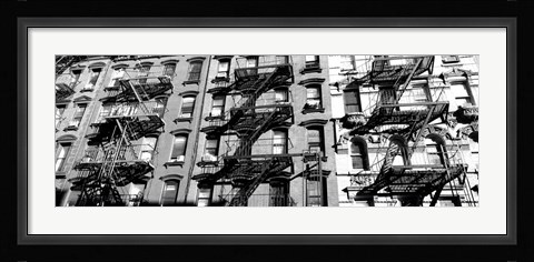 Framed Low angle view of fire escapes on buildings, Little Italy, Manhattan, NY Print