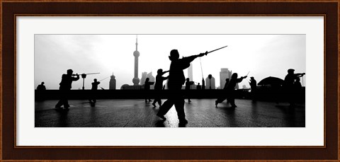 Framed Group of people practicing Tai Chi, The Bund, Shanghai, China Print