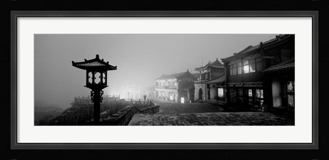 Framed Buildings lit up at night, Mount Taishan, Shandong Province, China Print