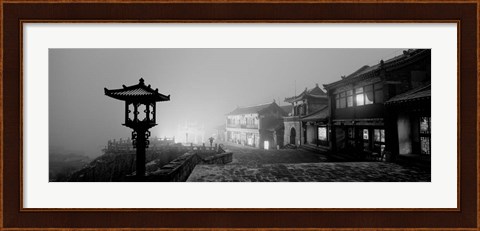 Framed Buildings lit up at night, Mount Taishan, Shandong Province, China Print