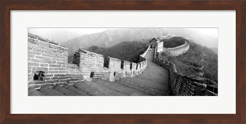 Framed Great Wall Of China, Mutianyu, China BW Print