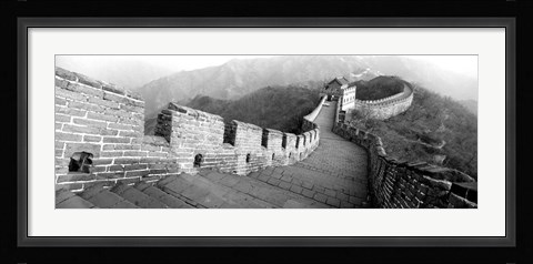 Framed Great Wall Of China, Mutianyu, China BW Print