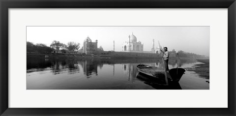 Framed Reflection of a mausoleum in a river, Taj Mahal, India Print
