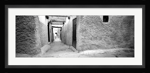 Framed Medina Old Town, Marrakech, Morocco (black &amp; white) Print