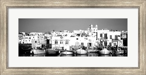 Framed Boats at the waterfront, Paros, Greece Print
