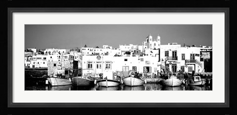 Framed Boats at the waterfront, Paros, Greece Print