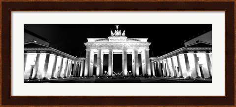 Framed Brandenburg Gate at night, Berlin, Germany Print