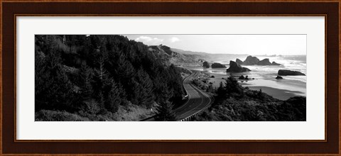 Framed Highway along a coast, Highway 101, Pacific Coastline, Oregon Print