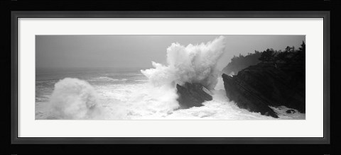 Framed Waves breaking on the coast, Shore Acres State Park, Oregon BW Print