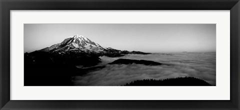 Framed Sea of clouds with mountains in the background, Mt Rainier, Washington State Print