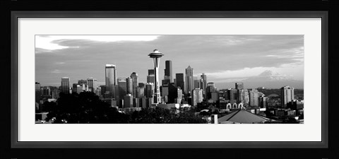 Framed City viewed from Queen Anne Hill, Space Needle, Seattle, Washington State Print